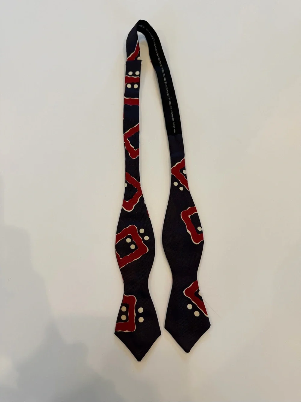 Vintage The Original Adjustolox Bow Tie Geometric Art Deco Navy Red USA